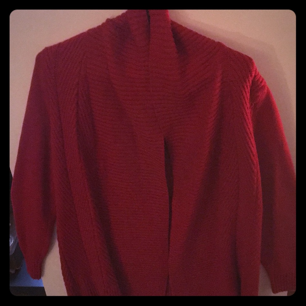 A red charter club open cardigan